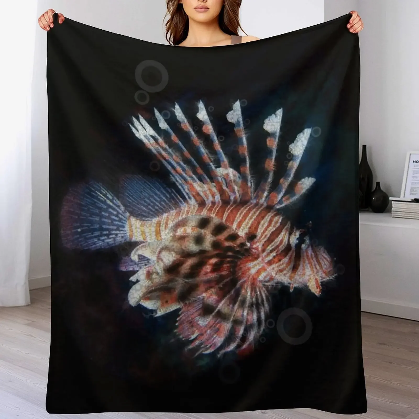 

Red Lionfish Throw Blanket Multi Use Warm Blanket for Living Room Bedroom