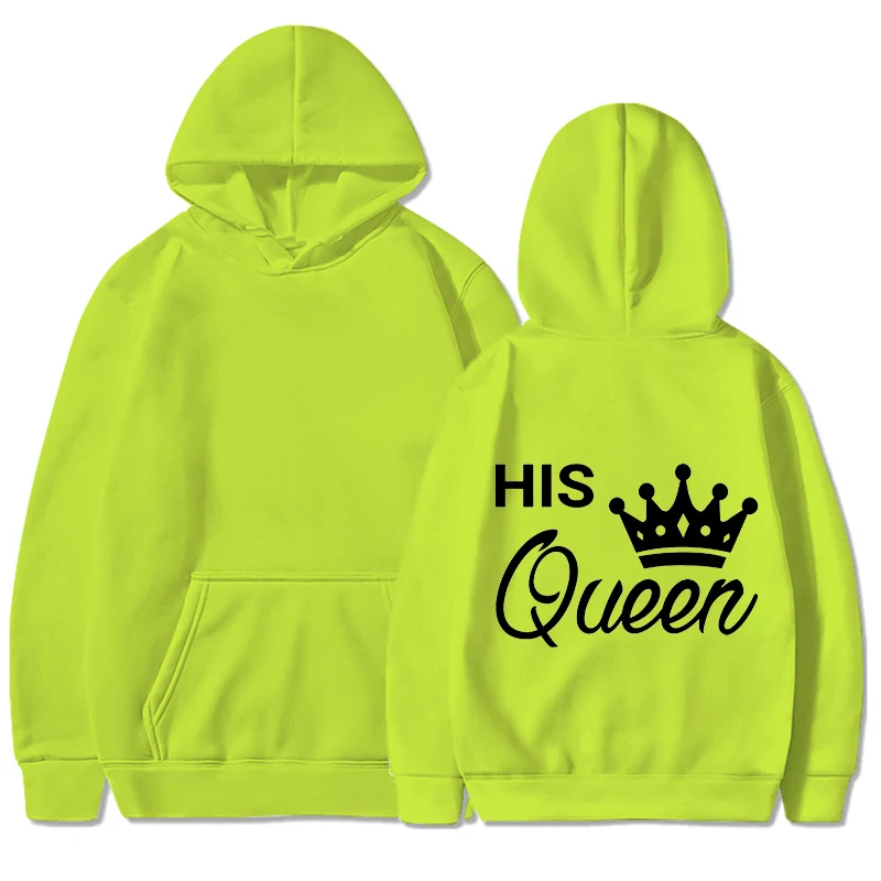 New Valentine\'s Day His Queen And Her King Printed Hoodies Men/Women Couple\'s Sweatshirts Casual Hoodie Personality Pullover