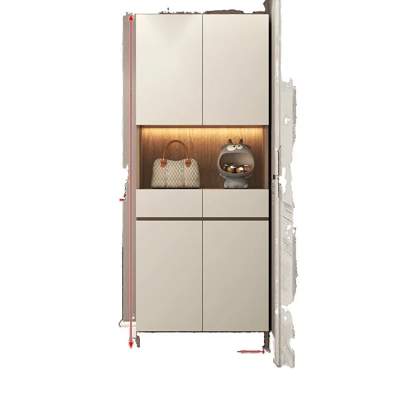 Italian solid wood shoe cabinet, household integrated shoe cabinet against the wall