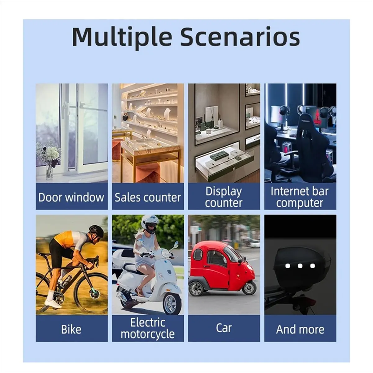 Qualified- Anti Theft Vibration Window Door Alarm with Remote Control Alarms Sensitivity Adjust for Bike Car Scooter