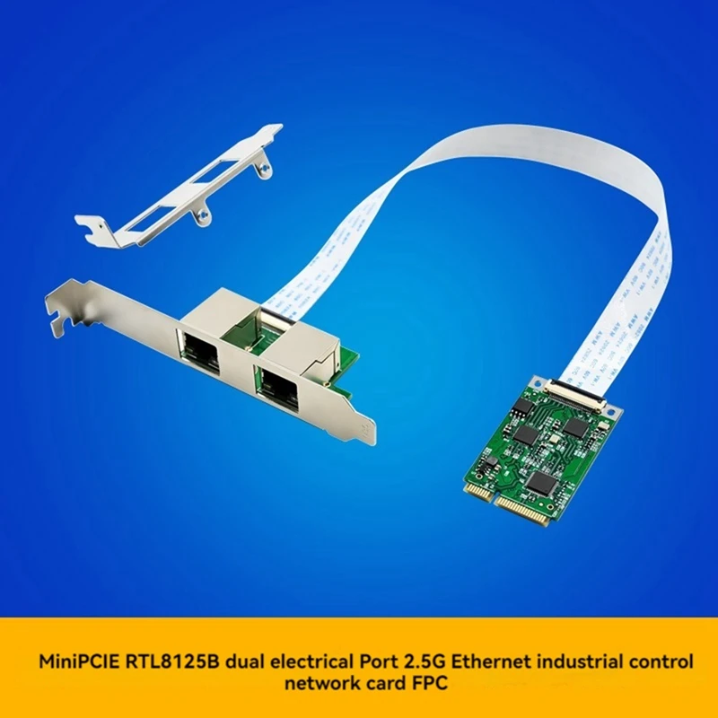 Minipcie Dual RJ45 Port 2.5G Gigabit Ethernet Network Card 2.5G/1000/100/10Mbps RTL8125B Industrial Control Network Card