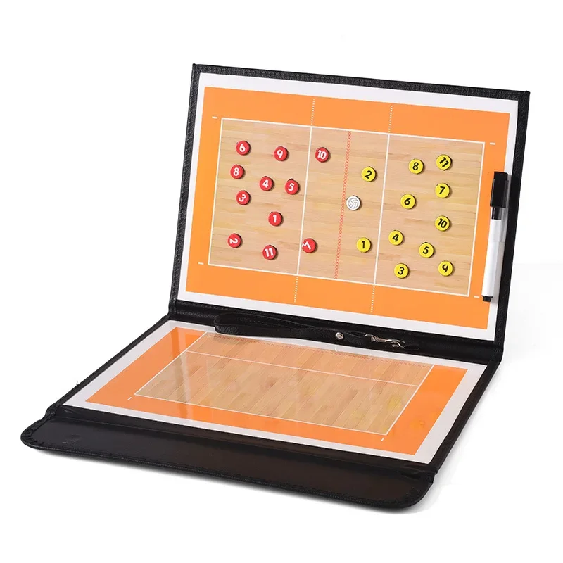 2 In 1 Foldable Volleyball Board Coaching Clipboard With Marker Pen Magnetic Tactical Notebook Game Training Teach Equipment