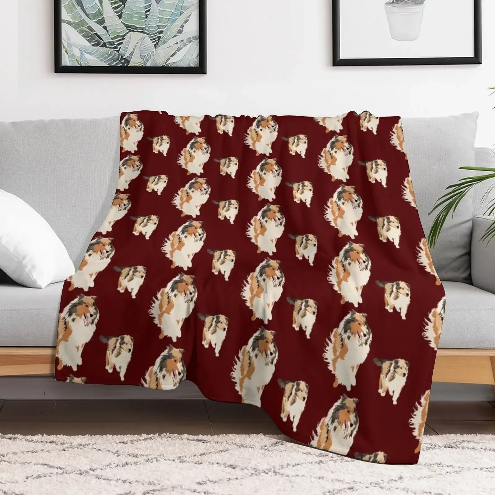 Collie and Collie Puppy v.1 Throw Blanket Vintage Designers Personalized Gift Blankets