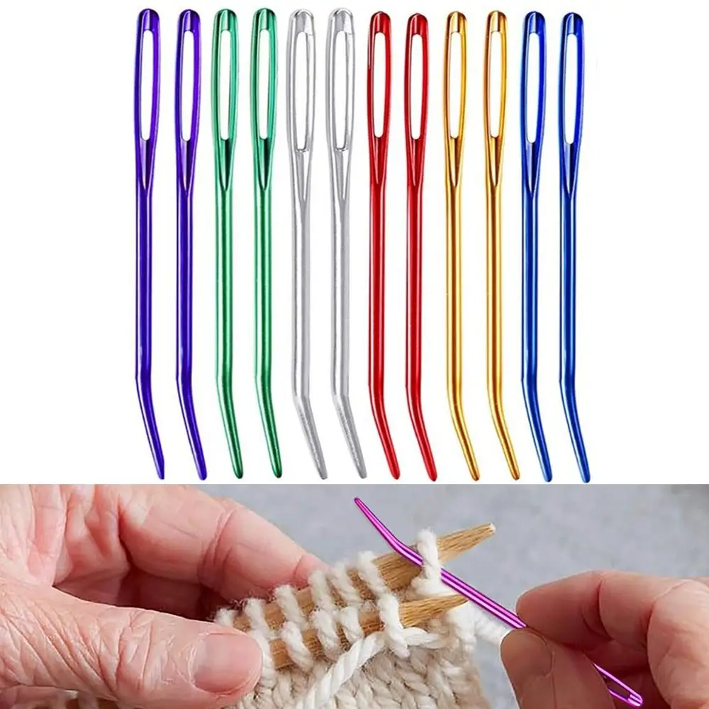 Crochet Hooks Bent Tip Big Eye Bent Needle Aluminum Multisize Crochet Needles Knitting Needles Scarf