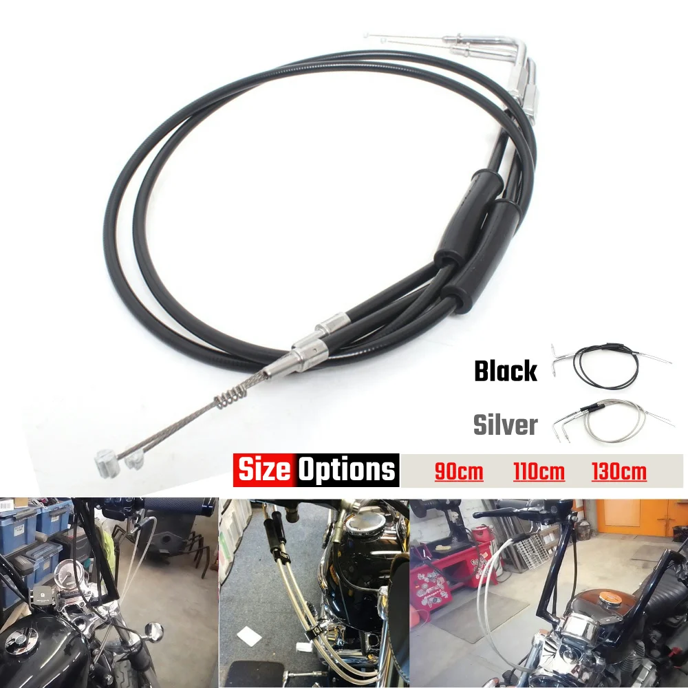 Motorcycle 90-130cm Throttle Cables Wire Hand Control Parts Wolfram Steel For Harley Sportster XL 883 1200 Dyna Softail Touring