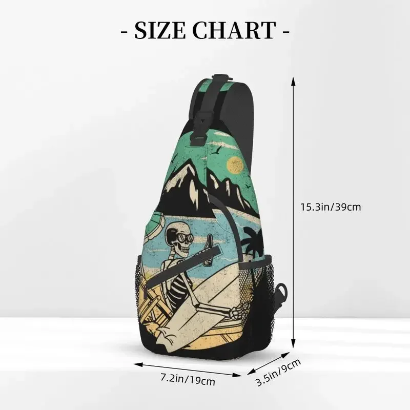 Fashion Summer Beach Surfer Skull Crossbody Sling Backpack Men Surfing Shoulder Chest Bag for Travel Cycling