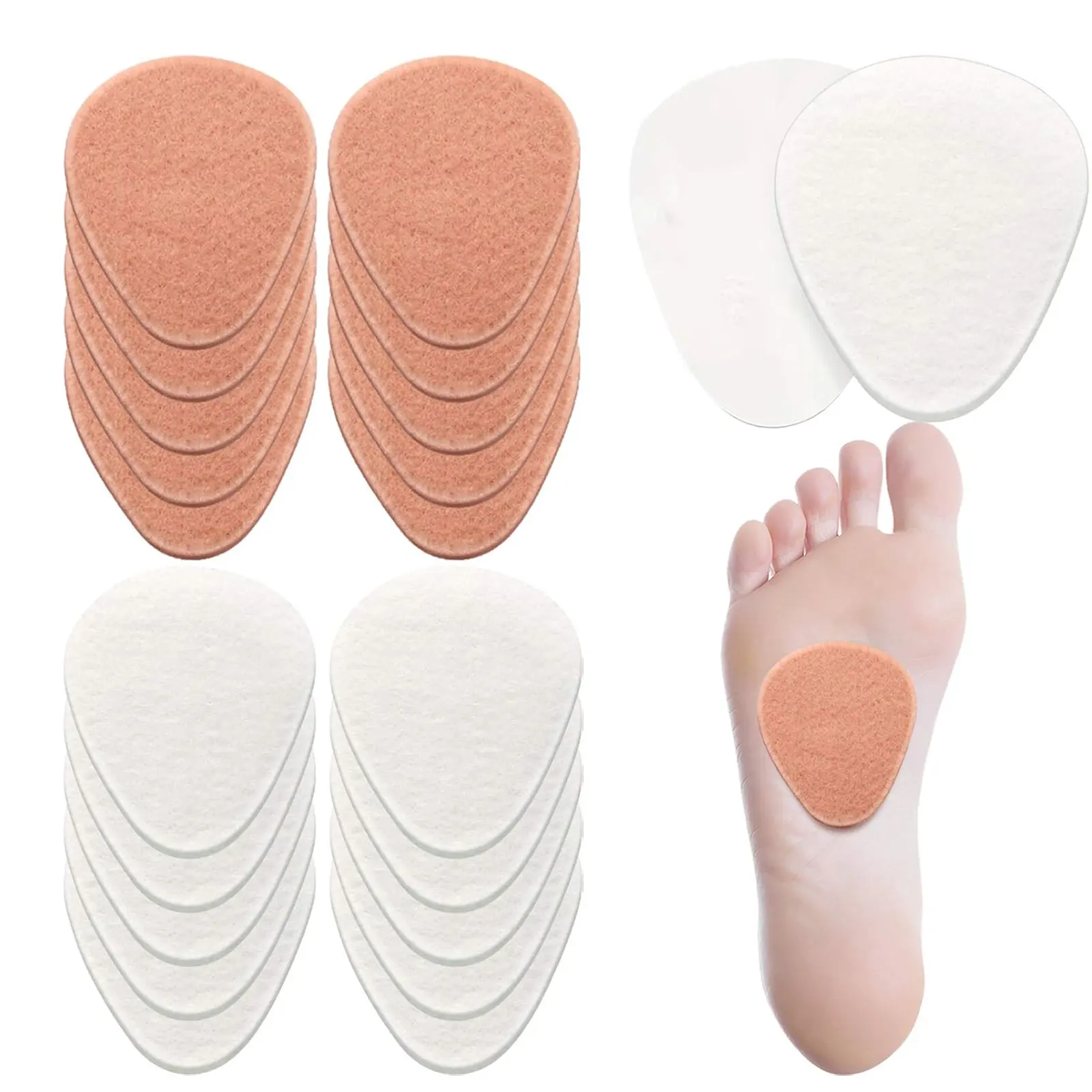 

Metatarsal Felt Pads Foot Insert Pads Ball of Cushion for Pain Relief Forefoot and Sole Adhesive for Men and Women 1/5Inch Thick