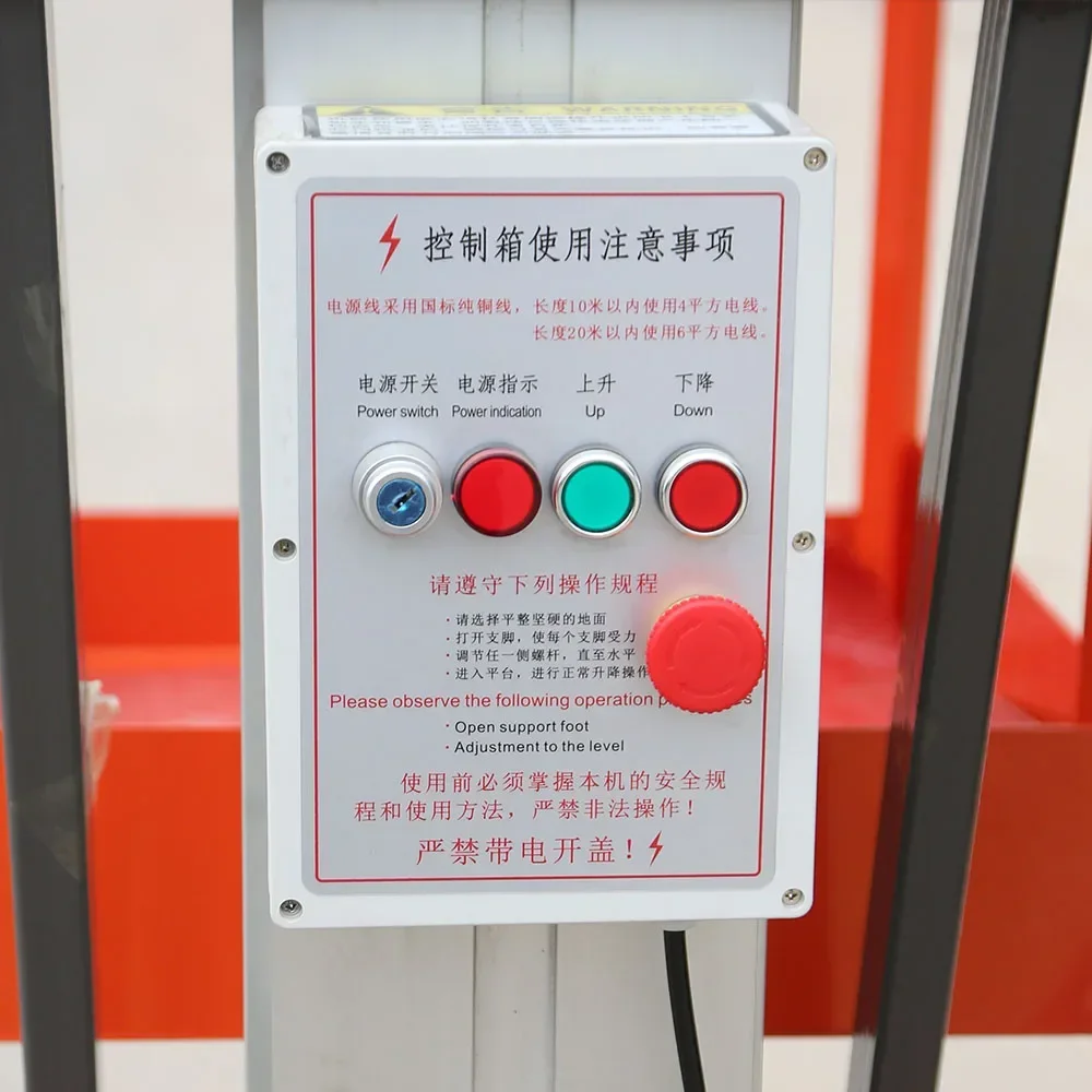 Plug-in type elektrische Aluin-werkheftafel 10 meter hoogte 130 kg Laadvermogen Bewegende lift Manpower Move Klein formaat