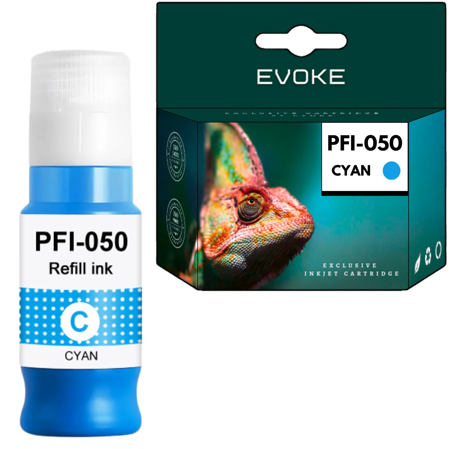 Evoke Compatibele Inkt voor Canon Pfi-050C Pfi050C Pfi-050 Pfi050 Cyaan 6500 Pagina's Imageprograf Tc-20 Tc-20M