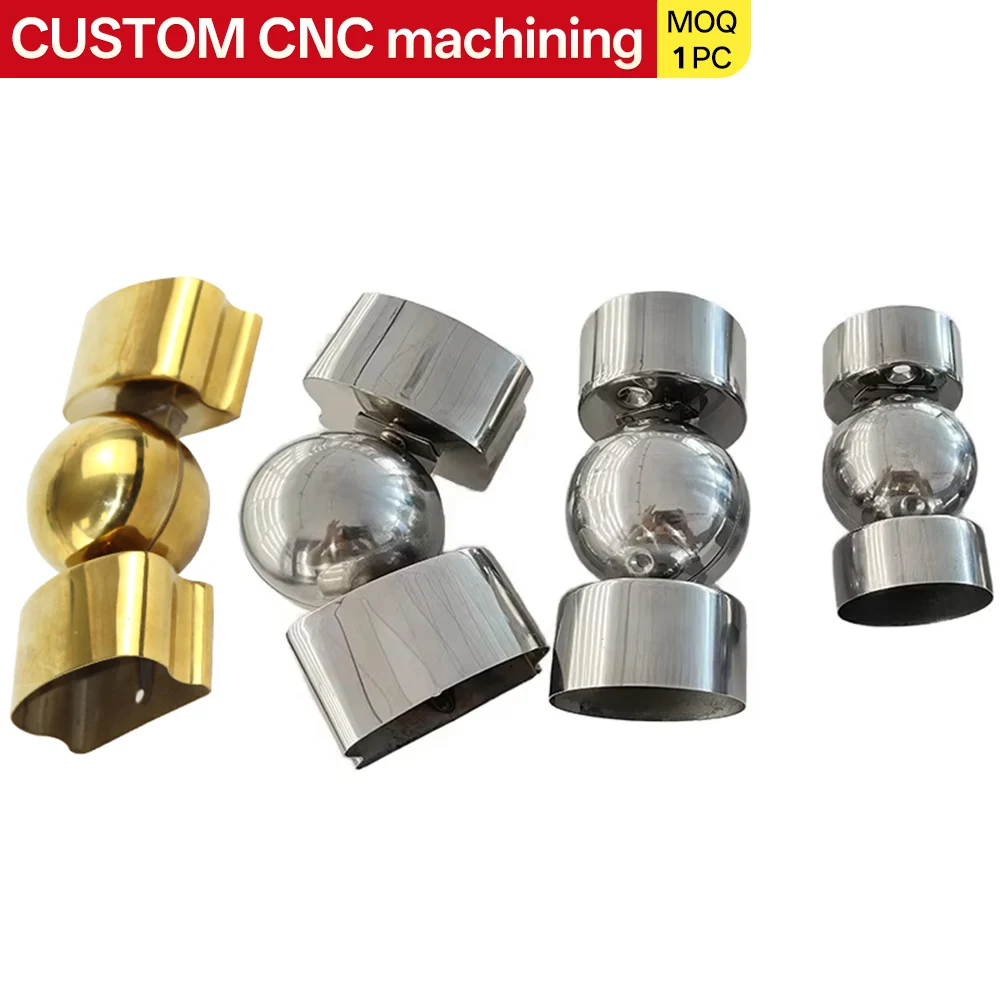 Custom Modern-Style 304 Stainless Steel Stair Handrail Fittings and Connectors, CNC-Machined Stair Hardware