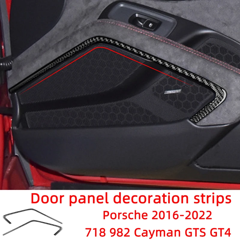 

Door Panel Decoration Strips Carbon Fiber Car Stickers For Porsche 2016-2022 718 982 Cayman GT4 Boxster GTS Interior Accessories