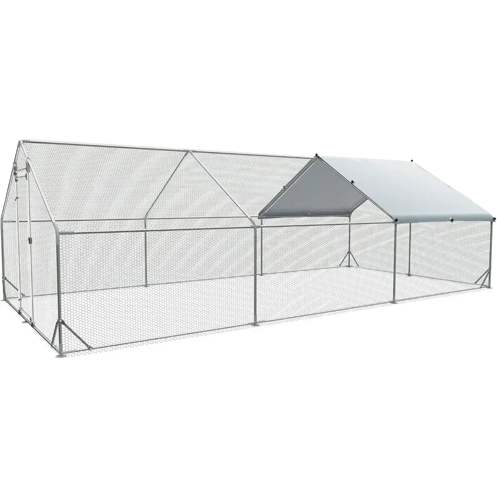 

Large Chicken Coop Metal Runs for Yard 20x10x6.56 FT Chicken Coop with Cover,Heavy Duty Chicken Cage Duck Coop