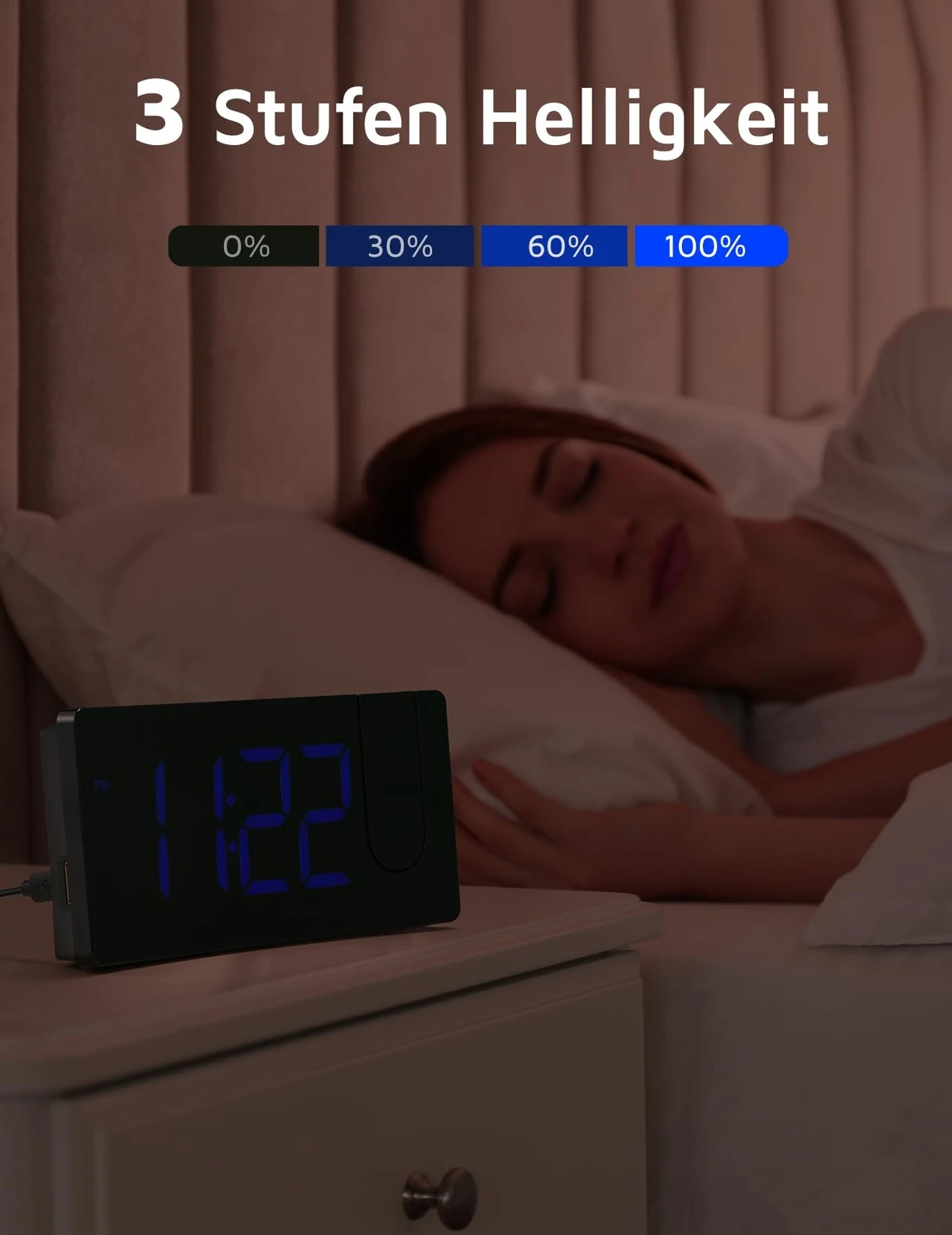 Alarm clockDigital Clock with Rotating Projector Alarm for Bedroom Desk Home Office Use Bright LED Display Time Temperature Auto