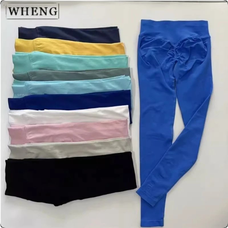 

WHENG Yoga Leggings for Women Seamless Yoga Pants Scrunch Butt Lifting Gym Leggings Low Ribbed Waistband Fitness Sports Tights