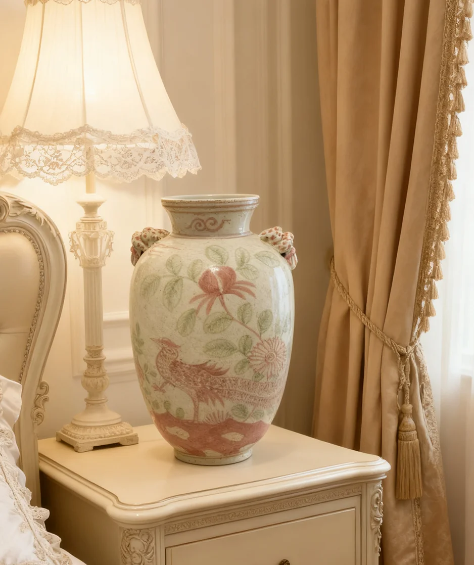 hand-painted ceramic vase decorative pot colorful phoenix flower pattern jar collection antique decorative living room