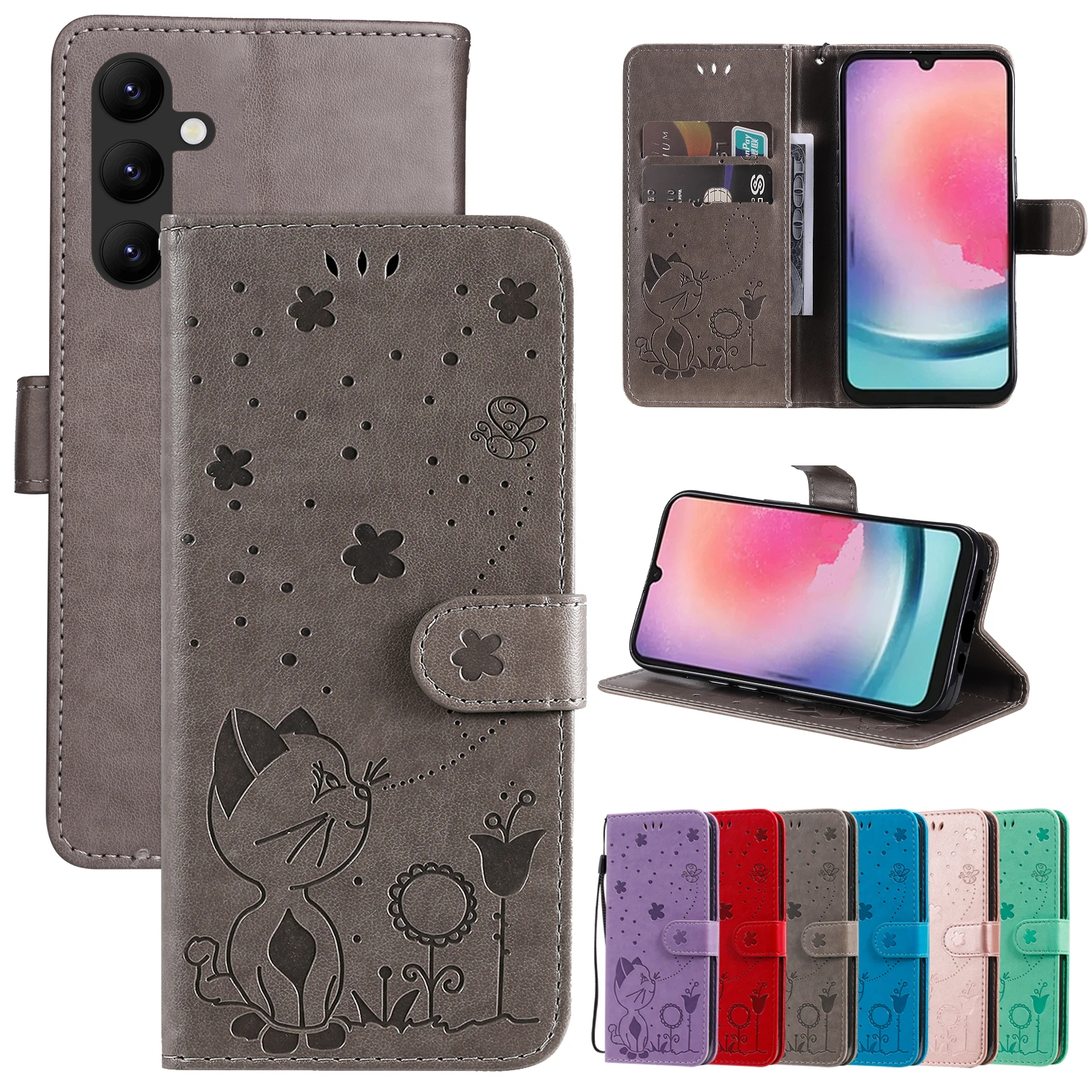 Étui portefeuille à rabat pour Samsung Galaxy A13 A16 A20 A23 A24 A31 A32 A33 A34 A42 A51 A52 A53 A54 A71 A72 A73 A06, housse de téléphone Catbee