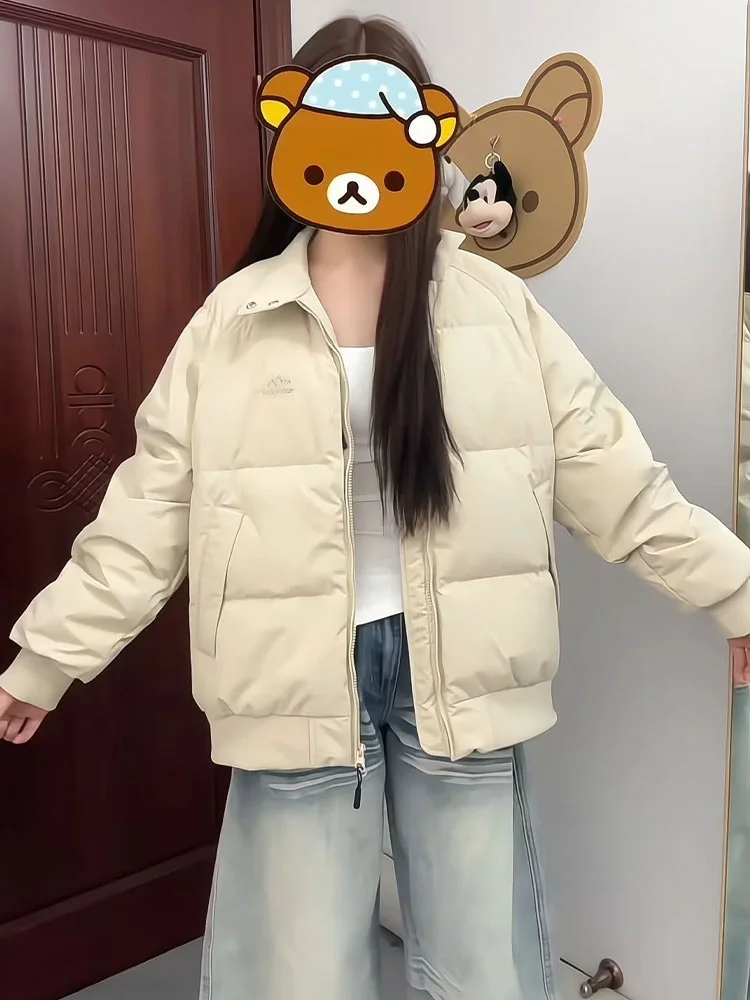 Women's Thickened Cotton Jacket Stand Collar Warm Loose American Retro Style Casual Outerwear Winter New Arrival Sweet Colleg...