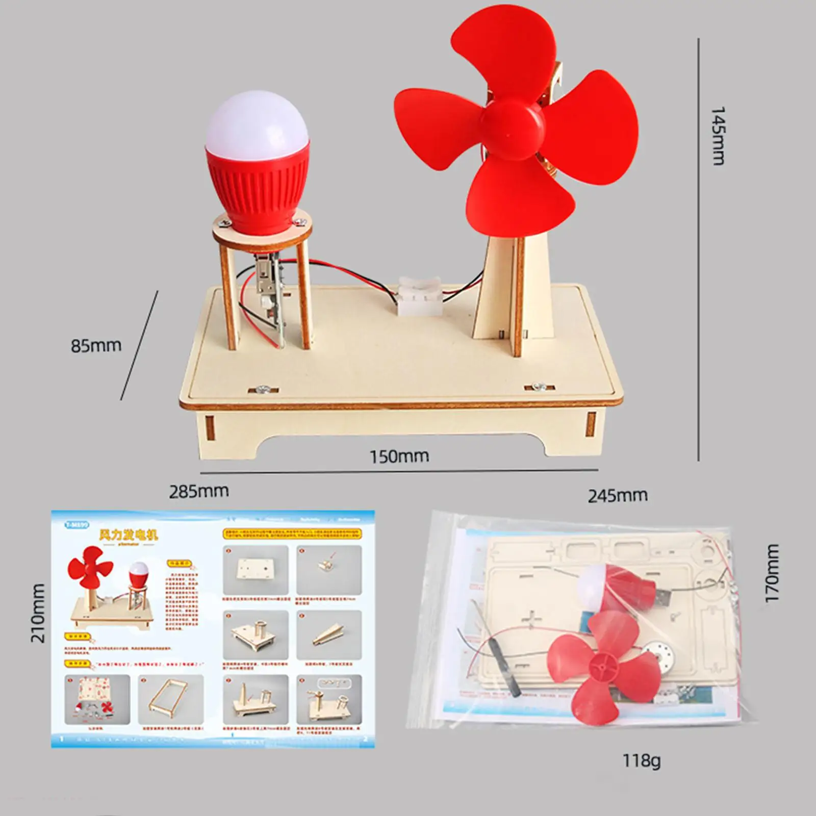 STEM Learning Toy for Kids Ages 8-12 DIY Wooden Air Fan Science Experiment Kit