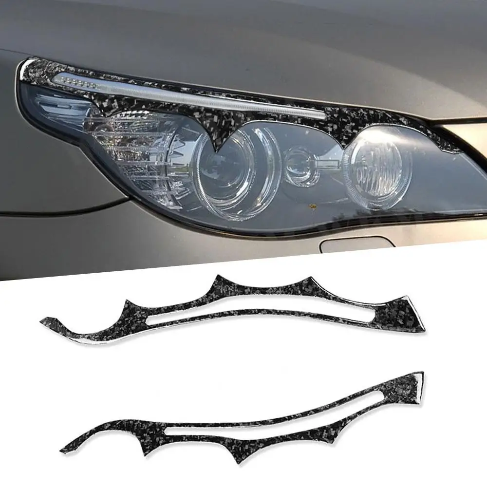 

2PCS/Set Front Lamp Eyebrow Headlight Covers Forged Carbon for BMW E60 5 series 2004-2010 Car Front Lamp Eyelids