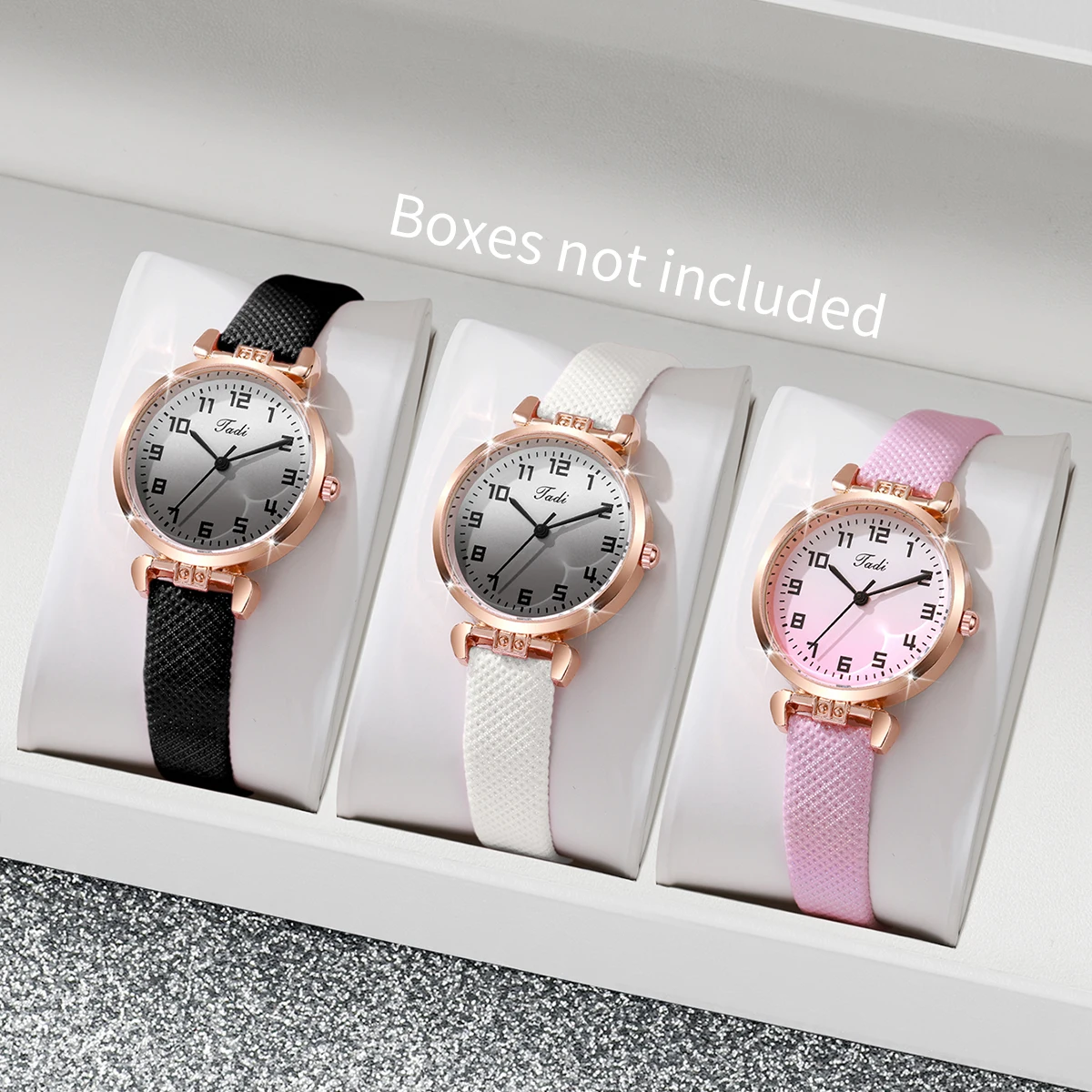 2/3/4/5/6PCS Fashion Women Multicolor Watches Set Simple Arabic Dial Leather Strap Quartz Watch For Ladies Clock（Without Box）