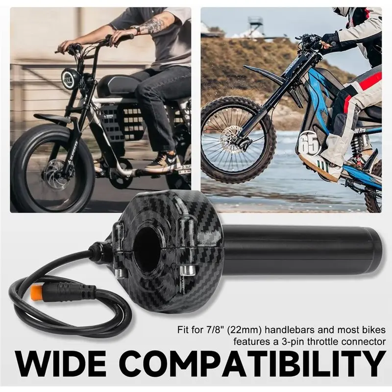 NEW HOT In Stock-12V-72V Ebike Full Twist Throttle 3 Pin Waterproof Grip Kit Quick Twist Throttle For Lectric XP4 Macfox X1