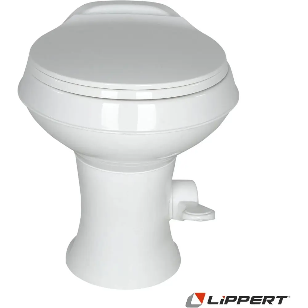 Flow Max White RV Camper Toilet with Round Plastic Bowl, 18