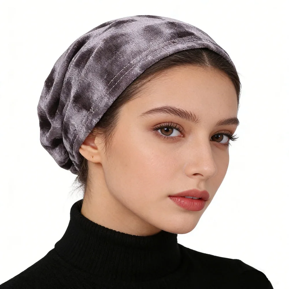 

Внутренняя шапка хиджаба с бархатной подкладкой для мусульманских женщин, повязка на голову, шапочка, чехол для волос, головной убор, уход за волосами и химиотерапия, тюрбан