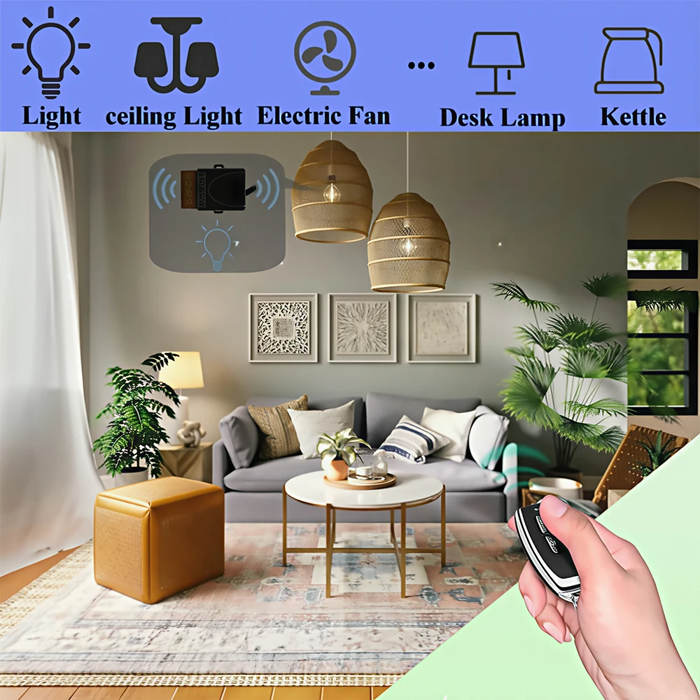 433MHz รีโมทคอนโทรล AC 220V 30A High Power On Off รีโมทคอนโทรลเครื่องส่งสัญญาณ 50m สําหรับปั๊มน้ํา LED/เครื่องใช้ไฟฟ้า