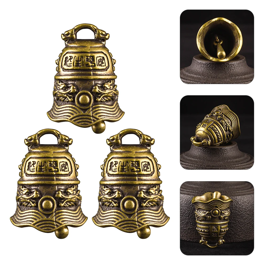 

3 Pcs Brass Bell Pendant Retro Decor Decoration Unique Hanging Decorative Chic Handmade Vintage Shaped
