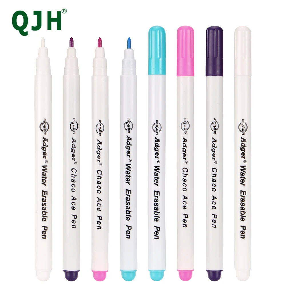 

QJH Vanishing Fabric Markers Air Erasable / Water Erasable Pens Quilting, Write or Draw on Fabric - Packs of 16 Marker Pens