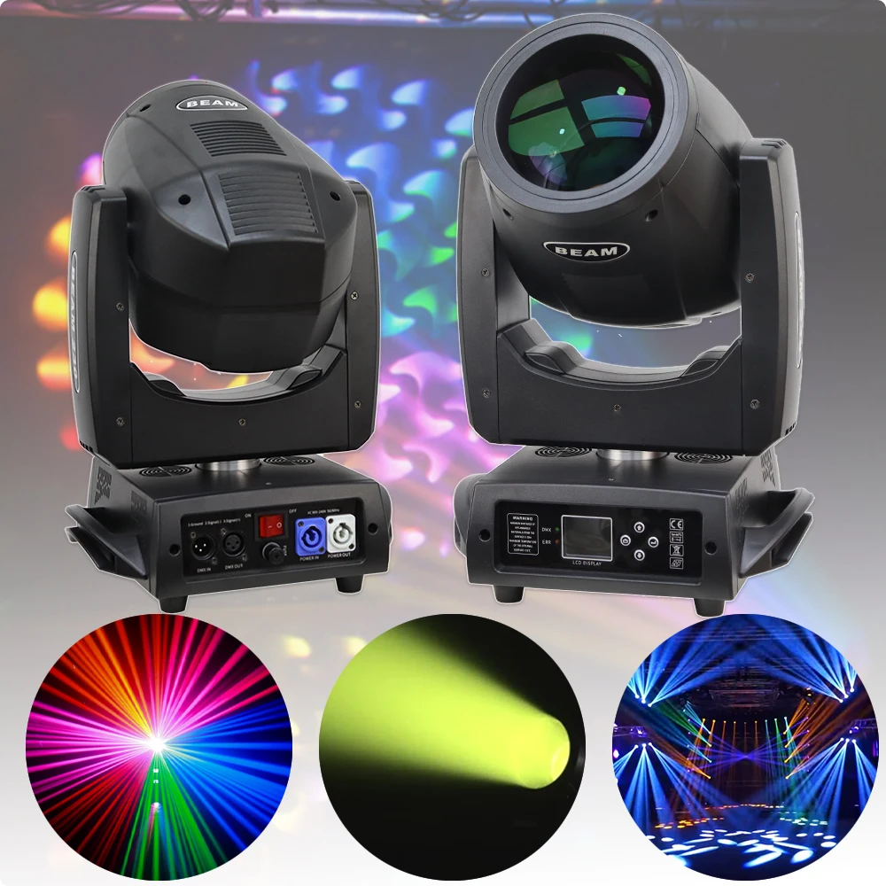 

Moving Head Stage Lights 230W 7R Beam Spotlights Zoom DJ Light with Frost & Rainbow Wheel Strobe Effect Disco Lights For Party