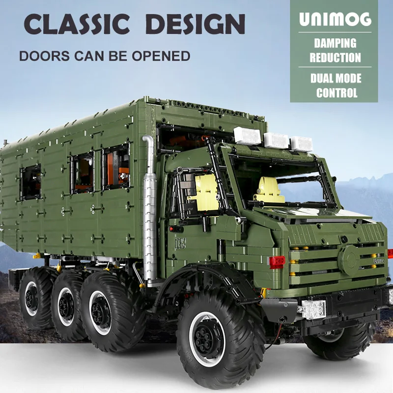 En STOCK J907 MOC técnico RC todoterreno vehículo de bloques de construcción modelo Unimog RV ladrillos juguetes para niños conjunto de regalo de Navidad