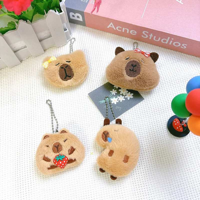 LLavero de dibujos animados de animales Capybara, muñeco de peluche creativo, broche, mochila Kawaii, decoración colgante, accesorios de bricolaje hechos a mano