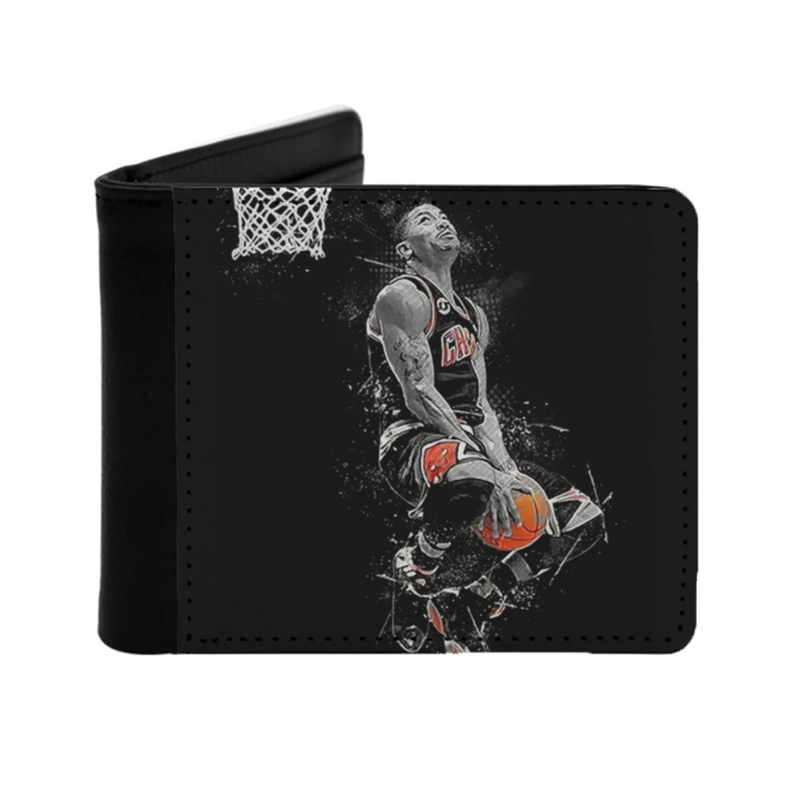 Jump Rose Legends Personalized Men's Leather Wallet Credit Card Pouch Purse Basketball Classic Shoes Fashion Sport Ball Vintage