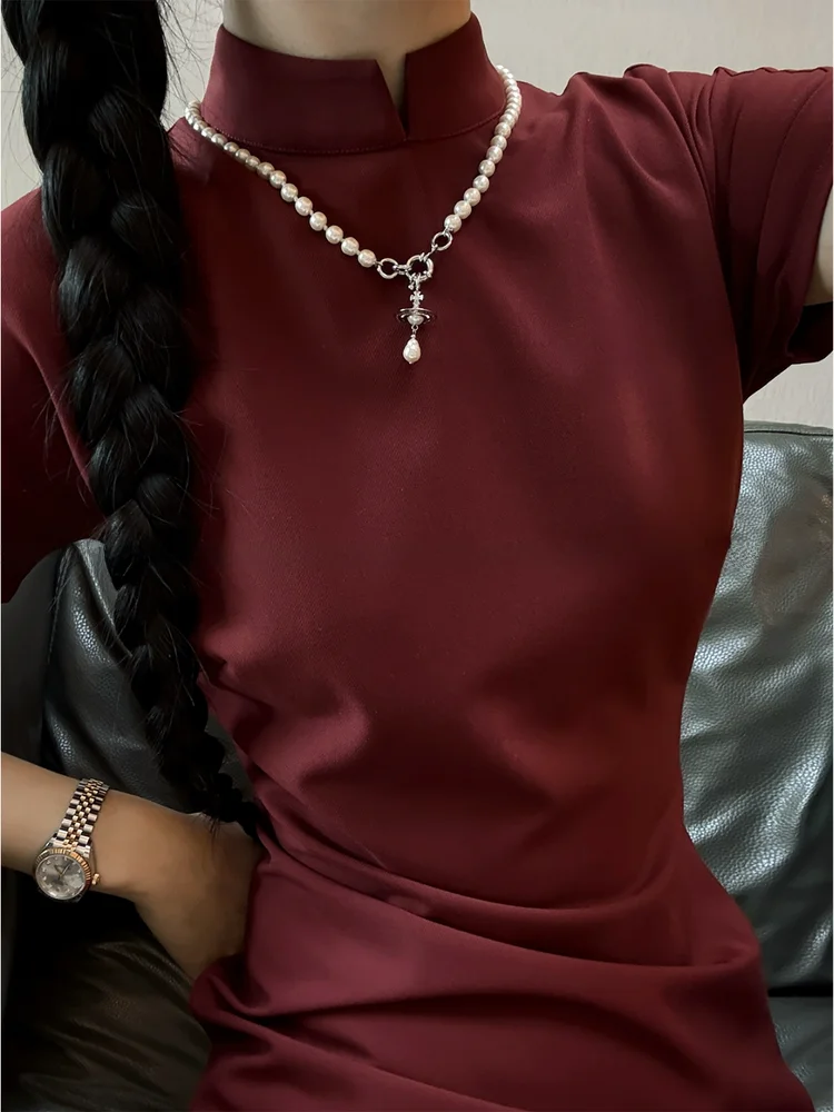 

Xu Zhi Xing Summer Red Brown ort Sve Dr Легкая длинная юбка против морщин Китайская повседневная одежда