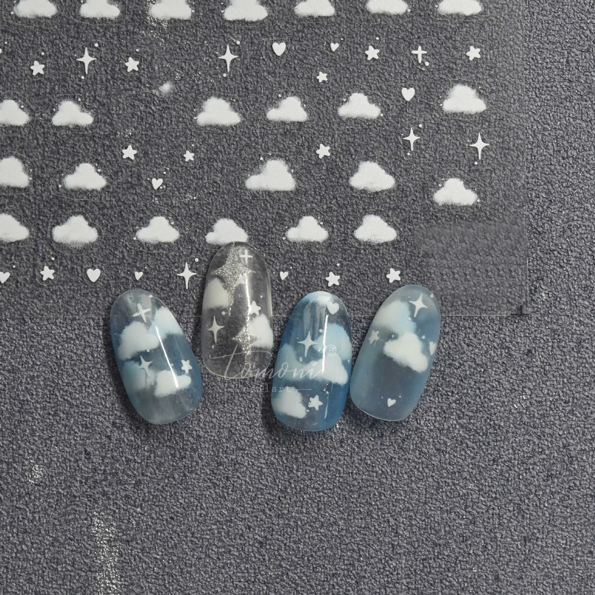 1pc 3D Cloud Nail Art Stickers Self-adhesive Stars Decal Stickers for Salon Manicure Nails Decoration