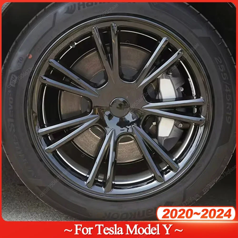

4PCS 19 Inch For Tesla Model Y 2020-2024 Wheel Caps Hub Cap Performance Automobile Replacemen Full Rim Cover Accessories Black
