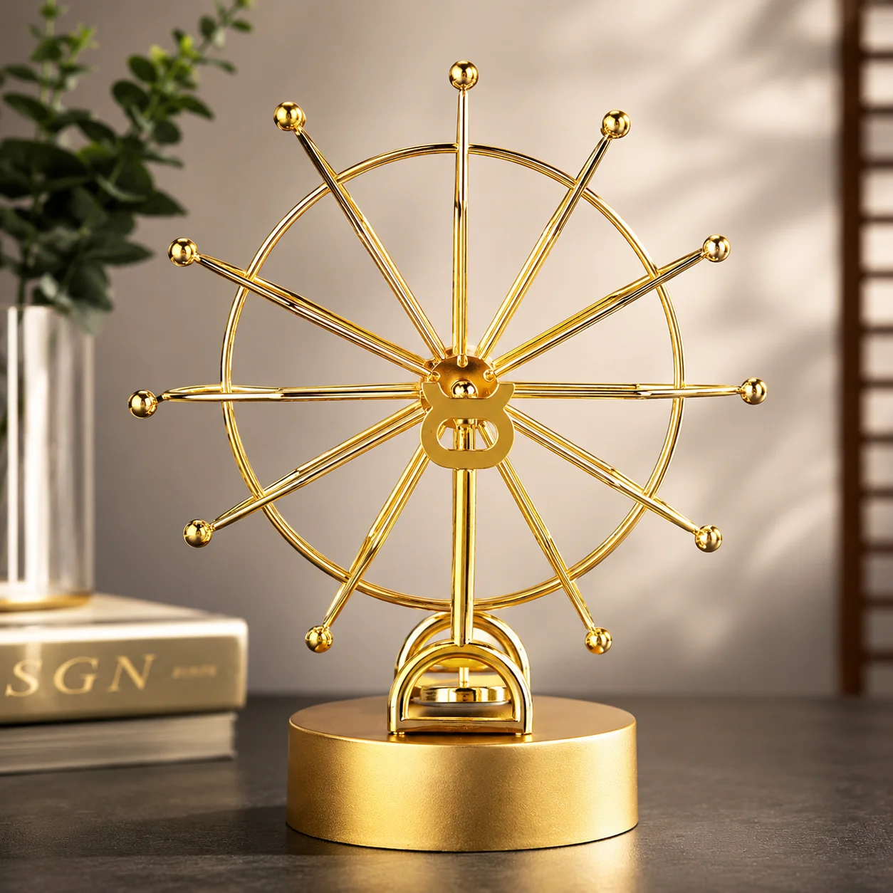 Rotating Ferris Wheel Desk Decor Perpetual Motion Kinetic Sculpture Office Desktop Ornament Gift