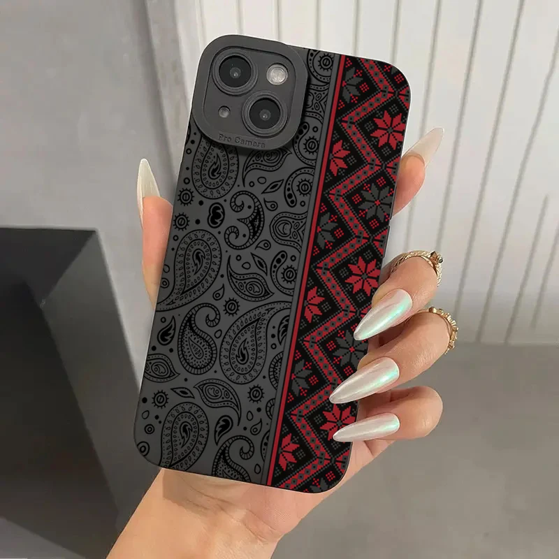 Vintage Totem Pattern Phone Case For iPhone 16 15 Pro Max 14 13 12 11 Pro 7 8 Plus 16E XR X XS Shockproof Silicone Soft Cover