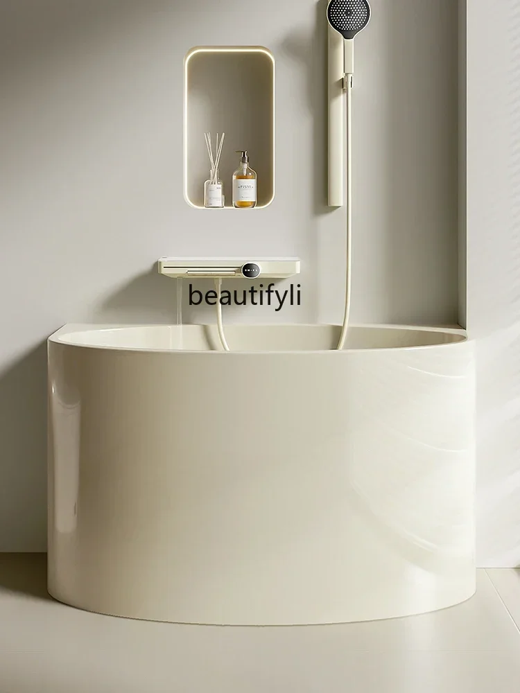 

LJYFGVasca da bagno integrata in acrilico bianco latte per uso domestico mini secchio da bagno per adulti a bolle profonde