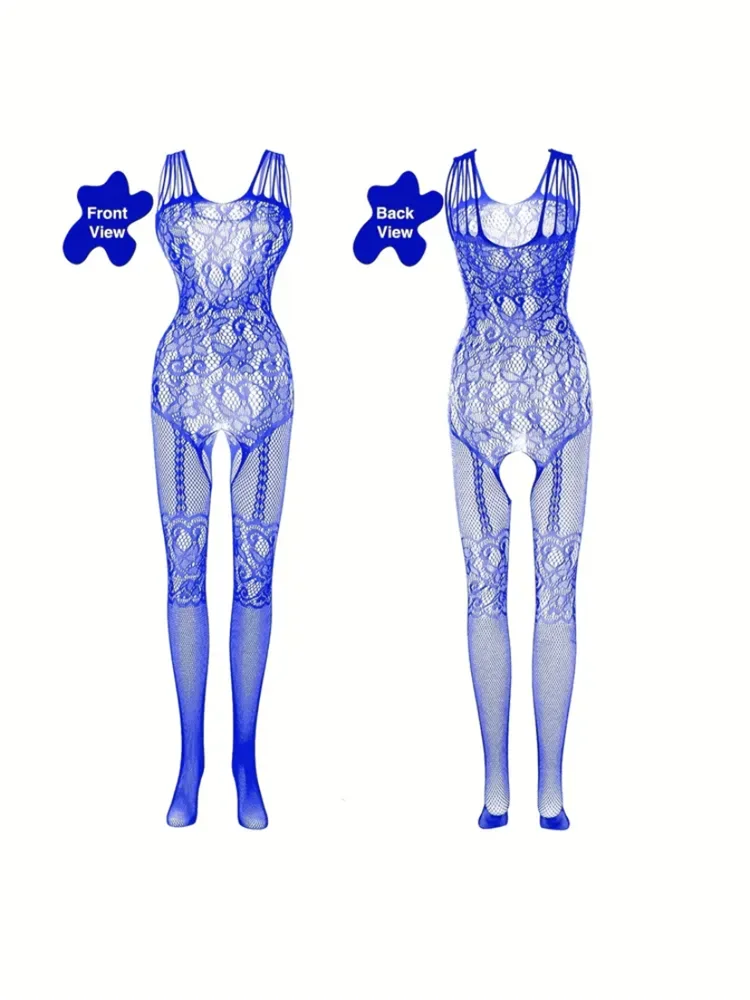 4 sets Sexy Fishnet Bodystocking with Open Crotch and Jacquard Design Women\'s Lingerie and Underwear Erotic Costumes Catsuit SM