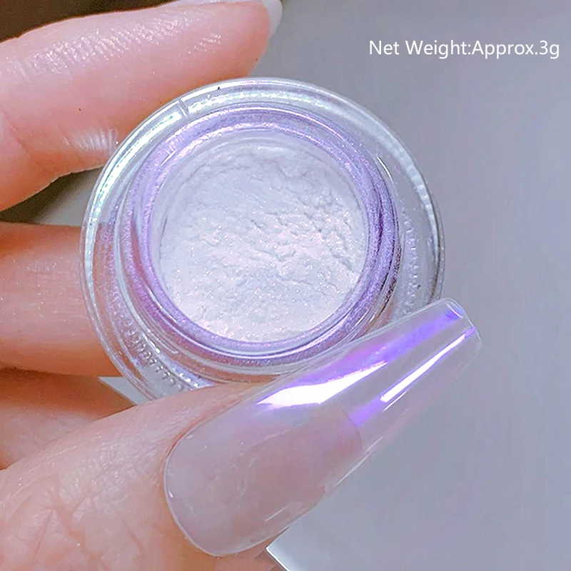 NICOLE DIARY Moonlight Mirror Nagelpulver Aurora Silver Glitter Metallic Effekt UV Gel Polish Pigment Chrom DIY Nageldekoration