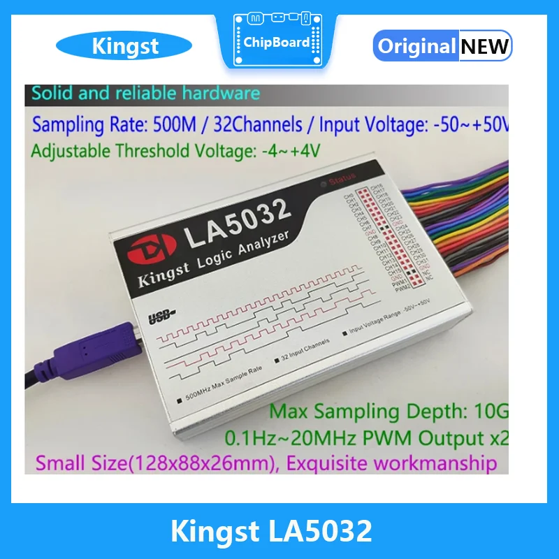 Kingst LA5032 USB Logic Analyzer 500M max sample rate,32 Channels,10B samples, MCU,ARM,FPGA debug tool, English software