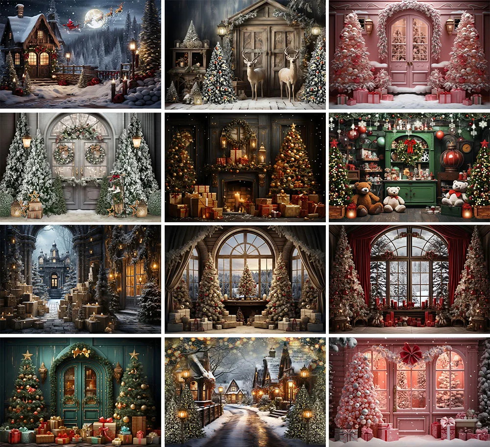 

Mehofond Photography Background Winter Christmas Window Forest Xmas Tree Snow Kids Family Portrait Decor Backdrop Photo Studio