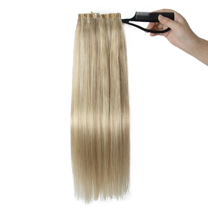 # P18-613 nahtloses Band Schuss langes pu Haut Schuss band in menschlichen Verlängerungen kein Kleber natürliches menschliches Haar für feines Haar 80cm langer Schuss