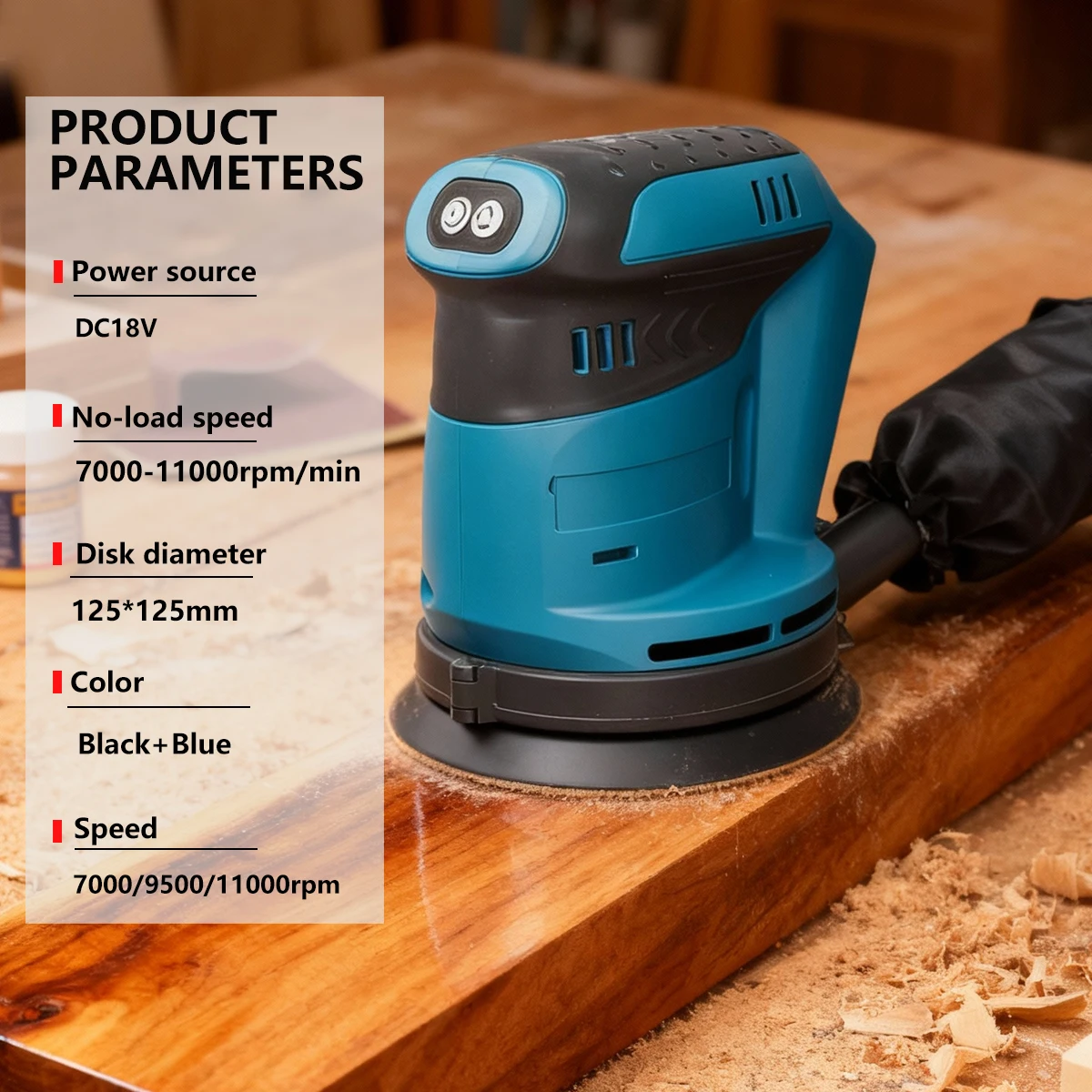 5 Inch Electric Orbital Sander 3 Speed Adjustable Cordless Rechargeable Woodworking Power Tool For Makita Battery Pin