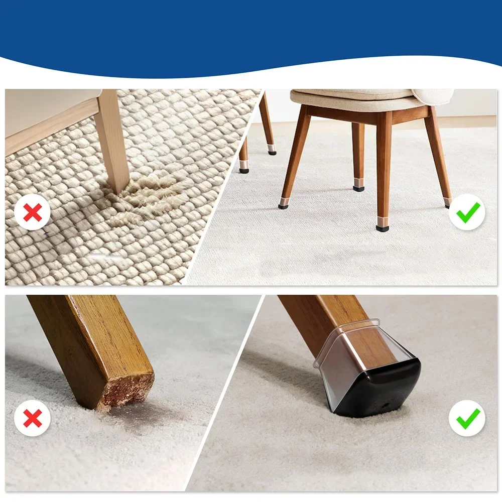 Transparent Silicone Round / Square Caps Leg Guards Rubber Pads Floor Protectors Furniture Foot Covers Anti Slip Noise Reductio