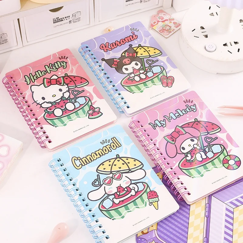 

8 шт./лот Sanrio Kuromi Melody Kitty Cinnamoroll катушка блокнот милый блокнот дневник планировщик канцелярские принадлежности подарок школьные принадлежности