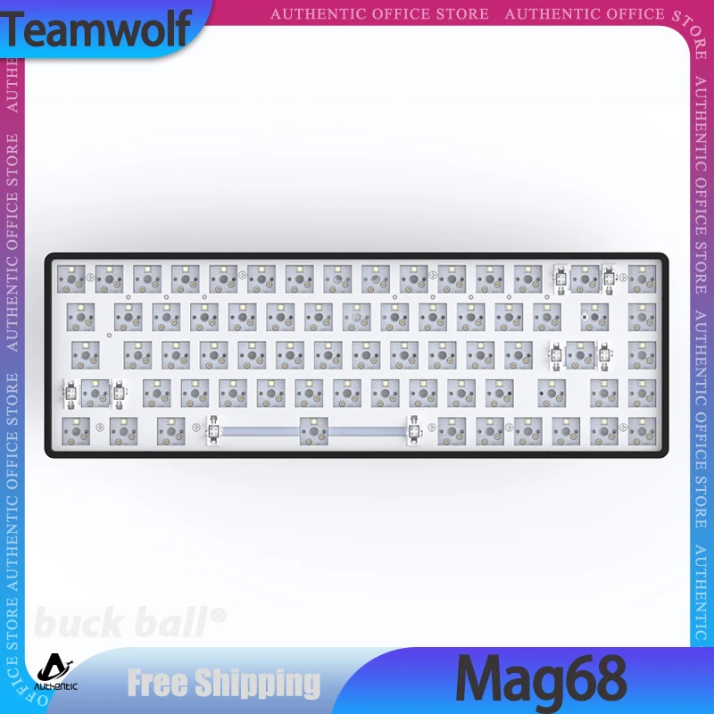 Teamwolf MAG68 Mechanical Gamer Keyboard Kit 3Mode 2.4G Bluetooth Wireless Keyboard Kit RGB Backlit Customized Keyboard Kit Gift