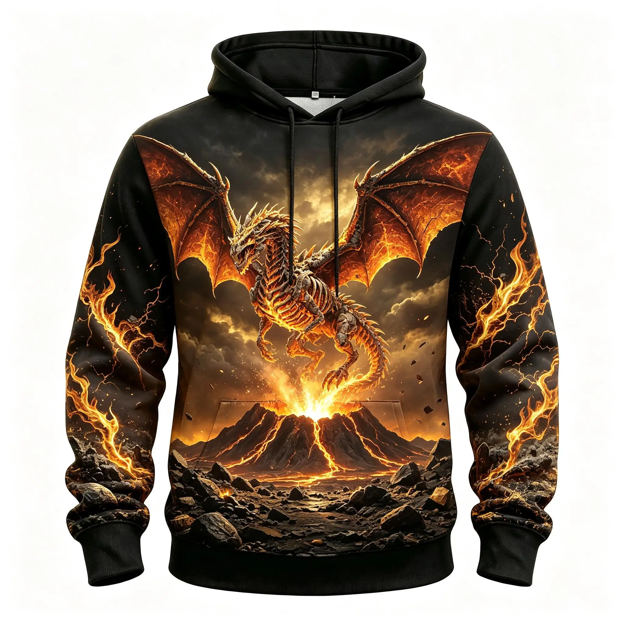 Men's Ghost Pirate Ship Lightning Ocean Moon Full Print Hoodie Gothic Long Sleeve Pullover Sweatshirt For Streetwear